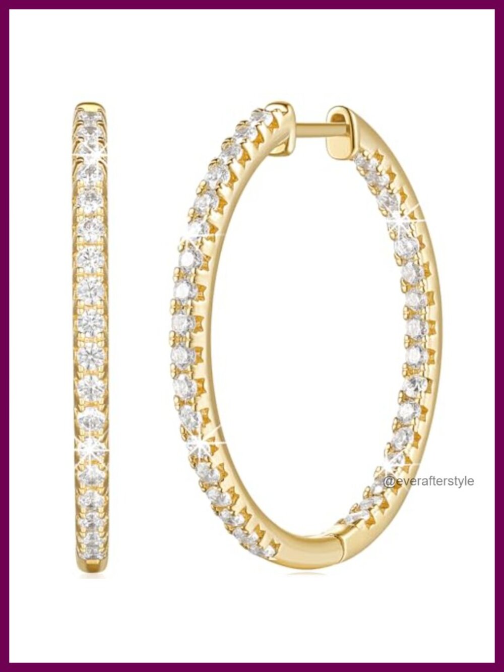 14k Gold Plated Hoop Earrings Hypoallergenic 30mm Snap Closure